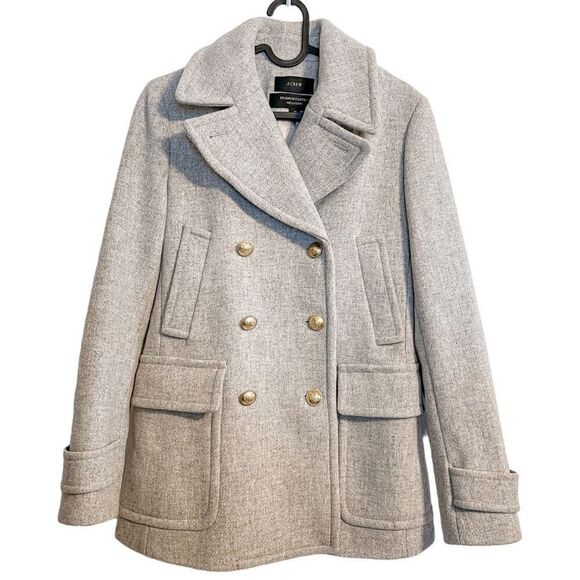J Crew Stadium Cloth Wool Double Breasted Pea Coat 2 - Picture 4 of 10